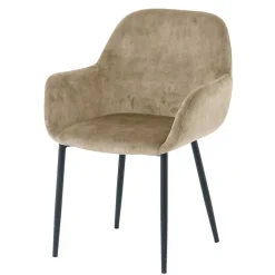 Wohnen Schwarze Möbel|Wohnzimmerstühle*Armlehnenstuhl in Beige aus Samt - Pyrona (2er Set)