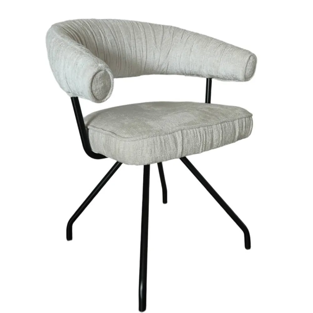 Wohnen Küchenstühle|Esszimmerstühle*Armlehnenstuhl in Beige Chenille - Florina (2er Set)