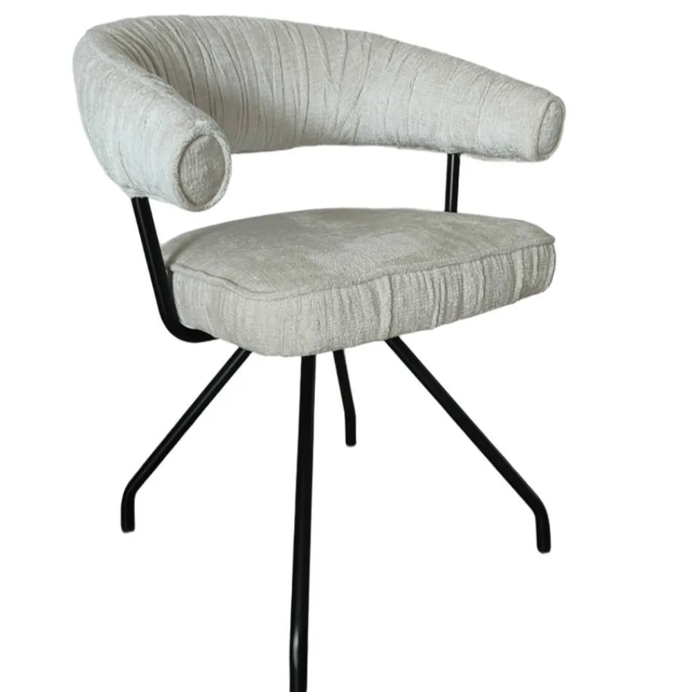 Wohnen Küchenstühle|Esszimmerstühle*Armlehnenstuhl in Beige Chenille - Florina (2er Set)