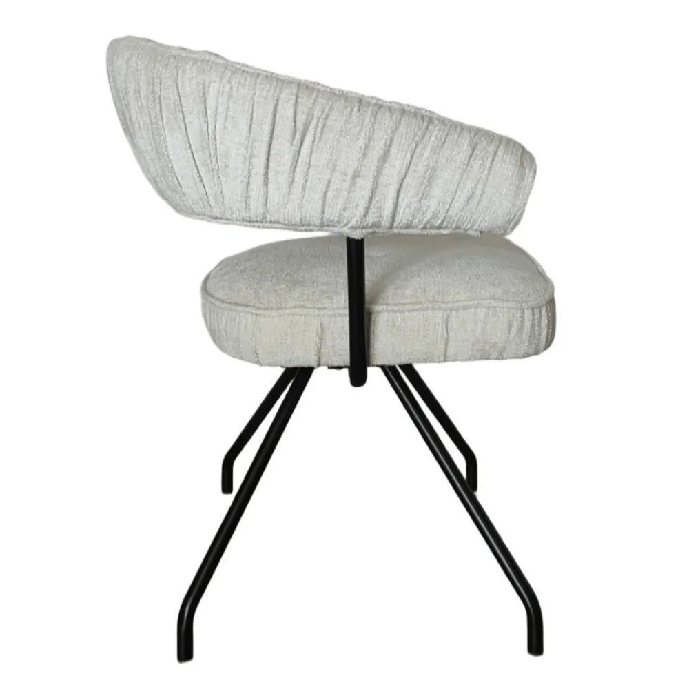 Wohnen Küchenstühle|Esszimmerstühle*Armlehnenstuhl in Beige Chenille - Florina (2er Set)