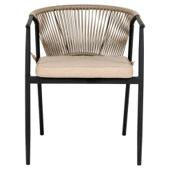 Wohnen Armlehnenstuhl in Beigegrau Kordelgeflecht - Amelie (4er Set)