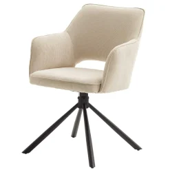 Wohnen Wohnzimmerstühle*Armlehnenstuhl in Creme Cord - Makimona (2er Set)