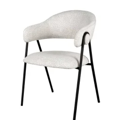 Wohnen Armlehnenstuhl in Cremeweiß Boucle - Farmer (2er Set)