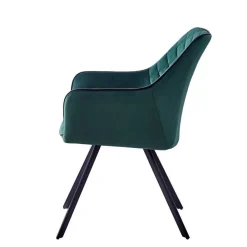 Wohnen Retro Möbel|Küchenstühle*Armlehnenstuhl in Dunkelgrün mit Schwarz - Saliaora