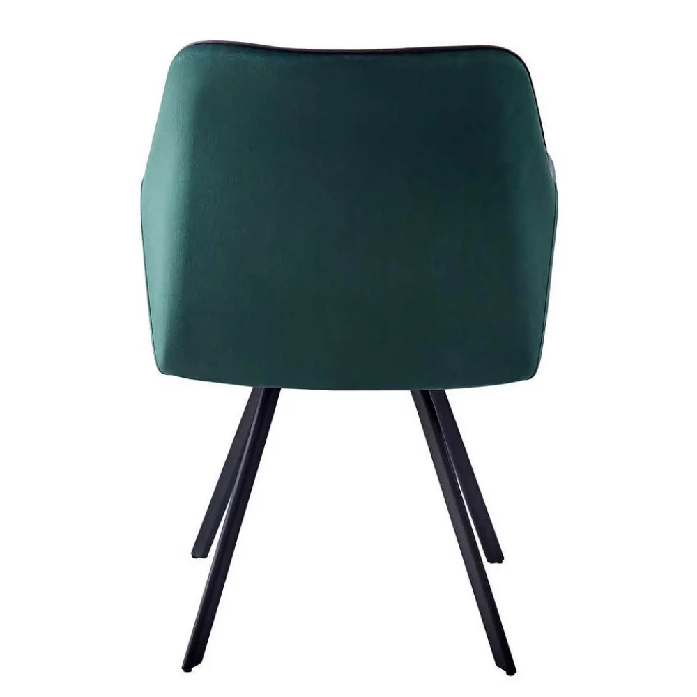 Wohnen Retro Möbel|Küchenstühle*Armlehnenstuhl in Dunkelgrün mit Schwarz - Saliaora