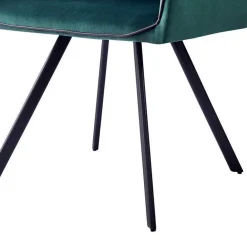 Wohnen Retro Möbel|Küchenstühle*Armlehnenstuhl in Dunkelgrün mit Schwarz - Saliaora