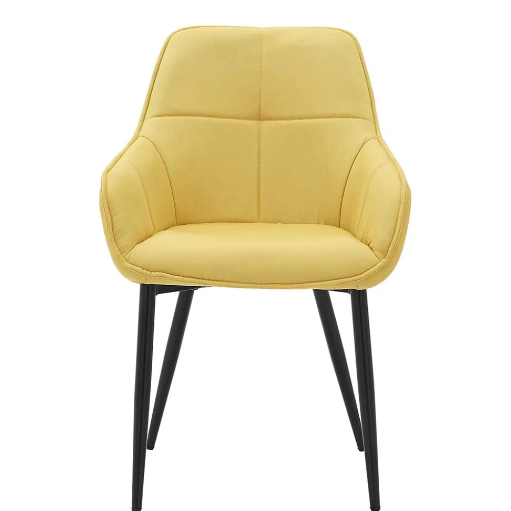 Wohnen Armlehnenstuhl in Gelb Leinenstoff - Campiona