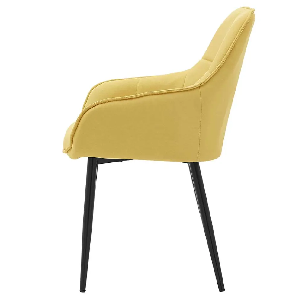 Wohnen Armlehnenstuhl in Gelb Leinenstoff - Campiona