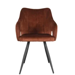 Wohnen Armlehnenstuhl in Rost Braun Velours - Welinda