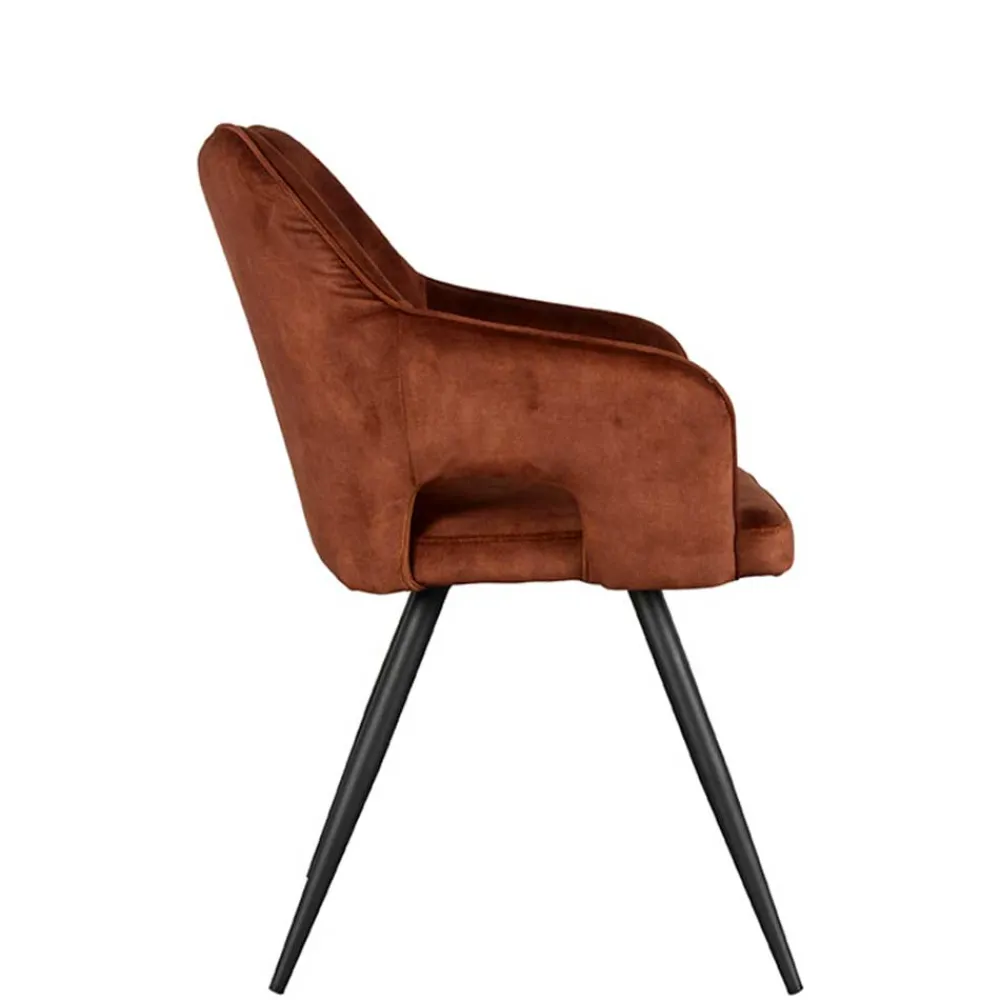 Wohnen Armlehnenstuhl in Rost Braun Velours - Welinda