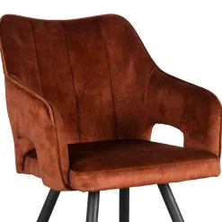 Wohnen Armlehnenstuhl in Rost Braun Velours - Welinda