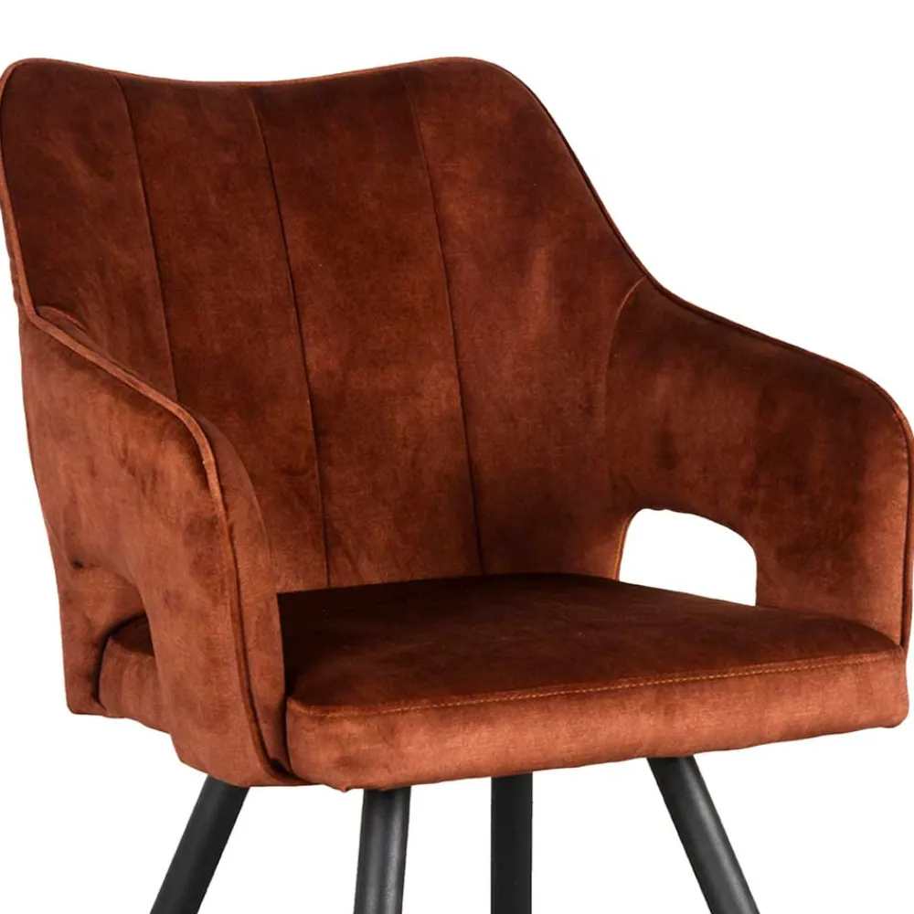 Wohnen Armlehnenstuhl in Rost Braun Velours - Welinda