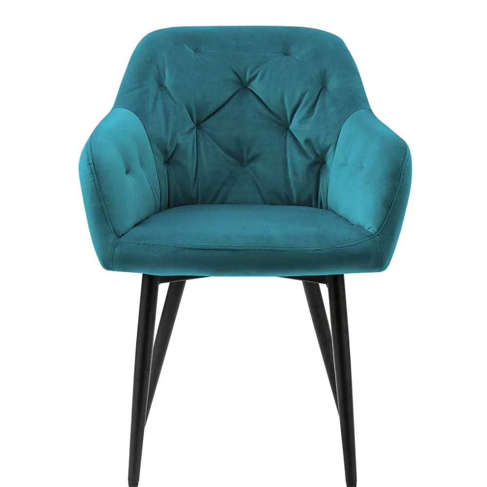 Wohnen Armlehnenstuhl in Türkis Blau Samt - Benitov