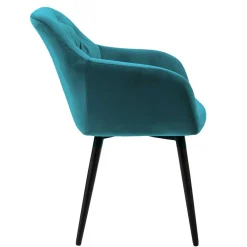 Wohnen Armlehnenstuhl in Türkis Blau Samt - Benitov