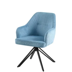 Wohnen Armlehnenstuhl mit Cord in Hellblau - Vacca (2er Set)