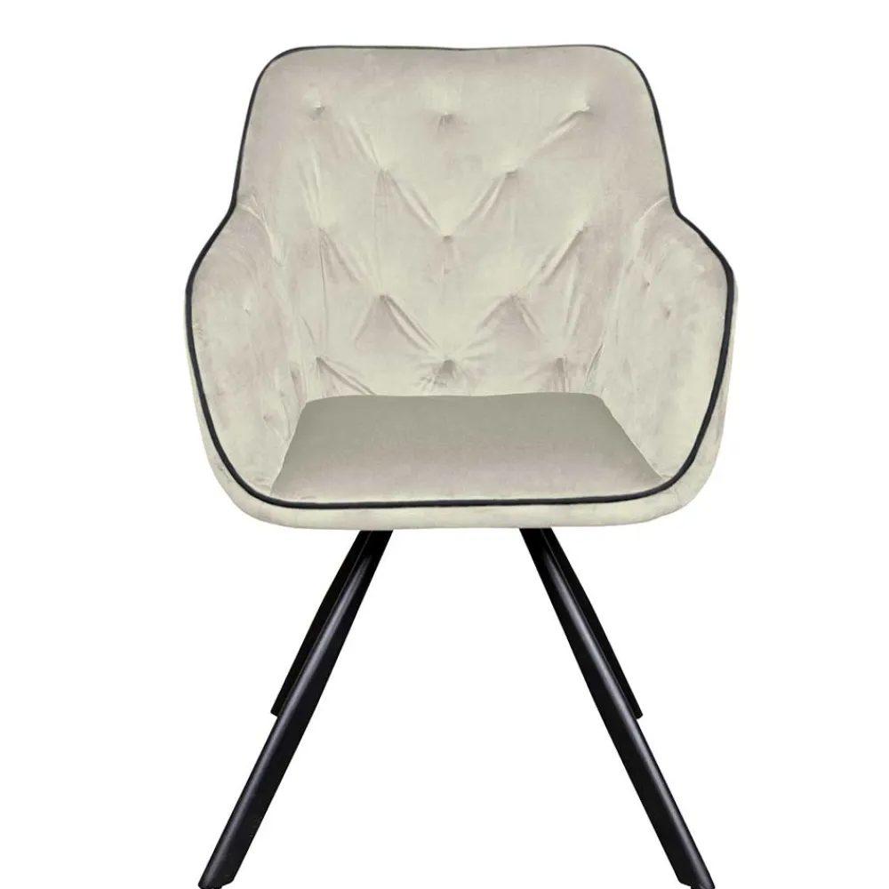 Wohnen Wohnzimmerstühle*Armlehner Polsterstuhl in Creme Samt - Pape