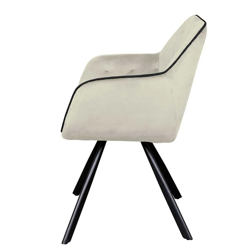 Wohnen Wohnzimmerstühle*Armlehner Polsterstuhl in Creme Samt - Pape