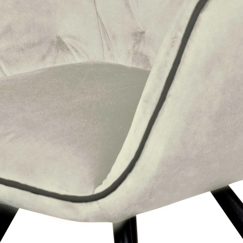 Wohnen Wohnzimmerstühle*Armlehner Polsterstuhl in Creme Samt - Pape