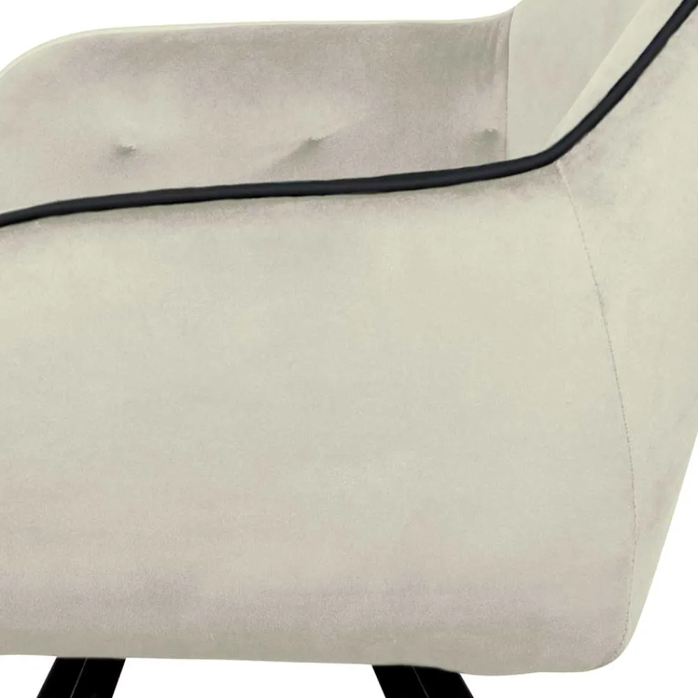 Wohnen Wohnzimmerstühle*Armlehner Polsterstuhl in Creme Samt - Pape