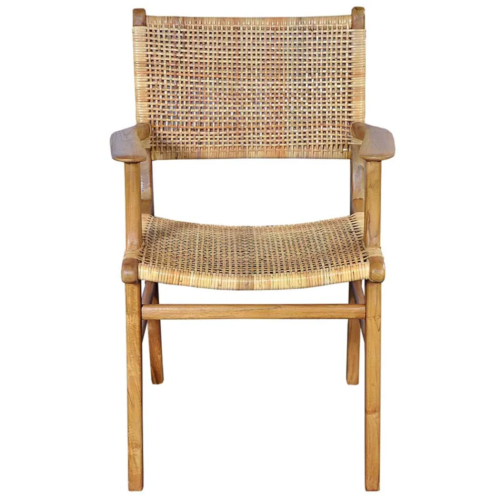 Wohnen Rattanmöbel|Wohnzimmerstühle*Armlehnstuhl aus Rattangeflecht & Teakholz - Casserra