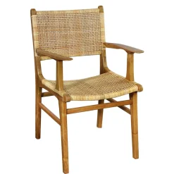 Wohnen Rattanmöbel|Wohnzimmerstühle*Armlehnstuhl aus Rattangeflecht & Teakholz - Casserra