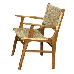 Wohnen Rattanmöbel|Wohnzimmerstühle*Armlehnstuhl aus Rattangeflecht & Teakholz - Casserra