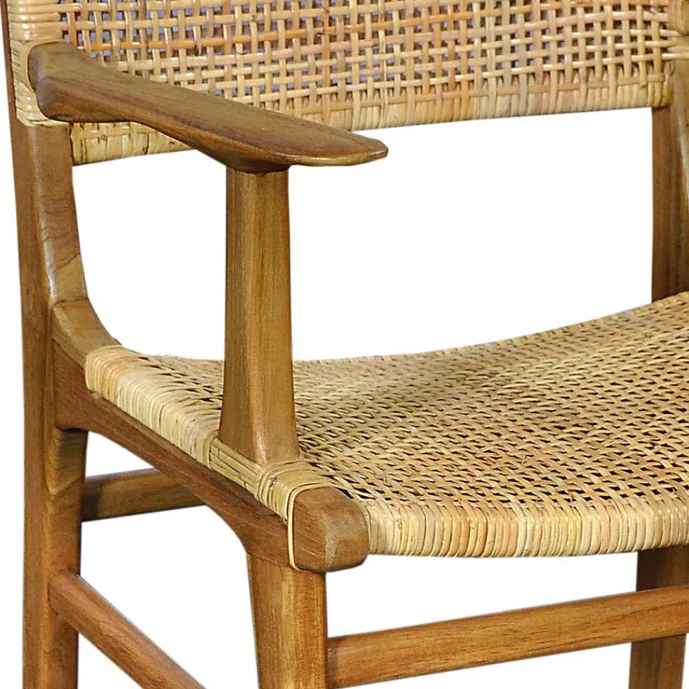 Wohnen Rattanmöbel|Wohnzimmerstühle*Armlehnstuhl aus Rattangeflecht & Teakholz - Casserra