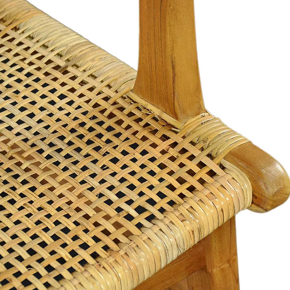 Wohnen Rattanmöbel|Wohnzimmerstühle*Armlehnstuhl aus Rattangeflecht & Teakholz - Casserra