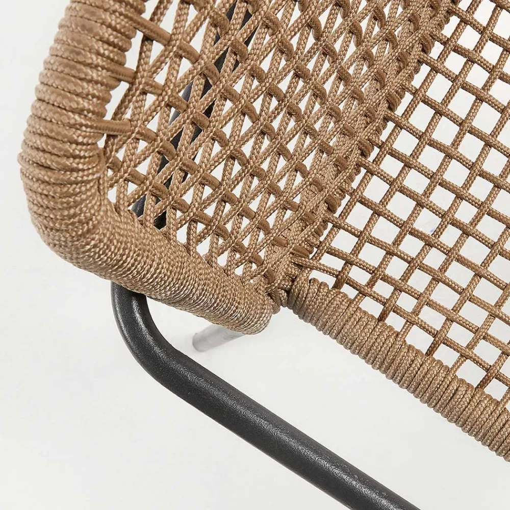 Wohnen Rattanmöbel*Armlehnstuhl in Beige & Schwarz - Locoro (4er Set)