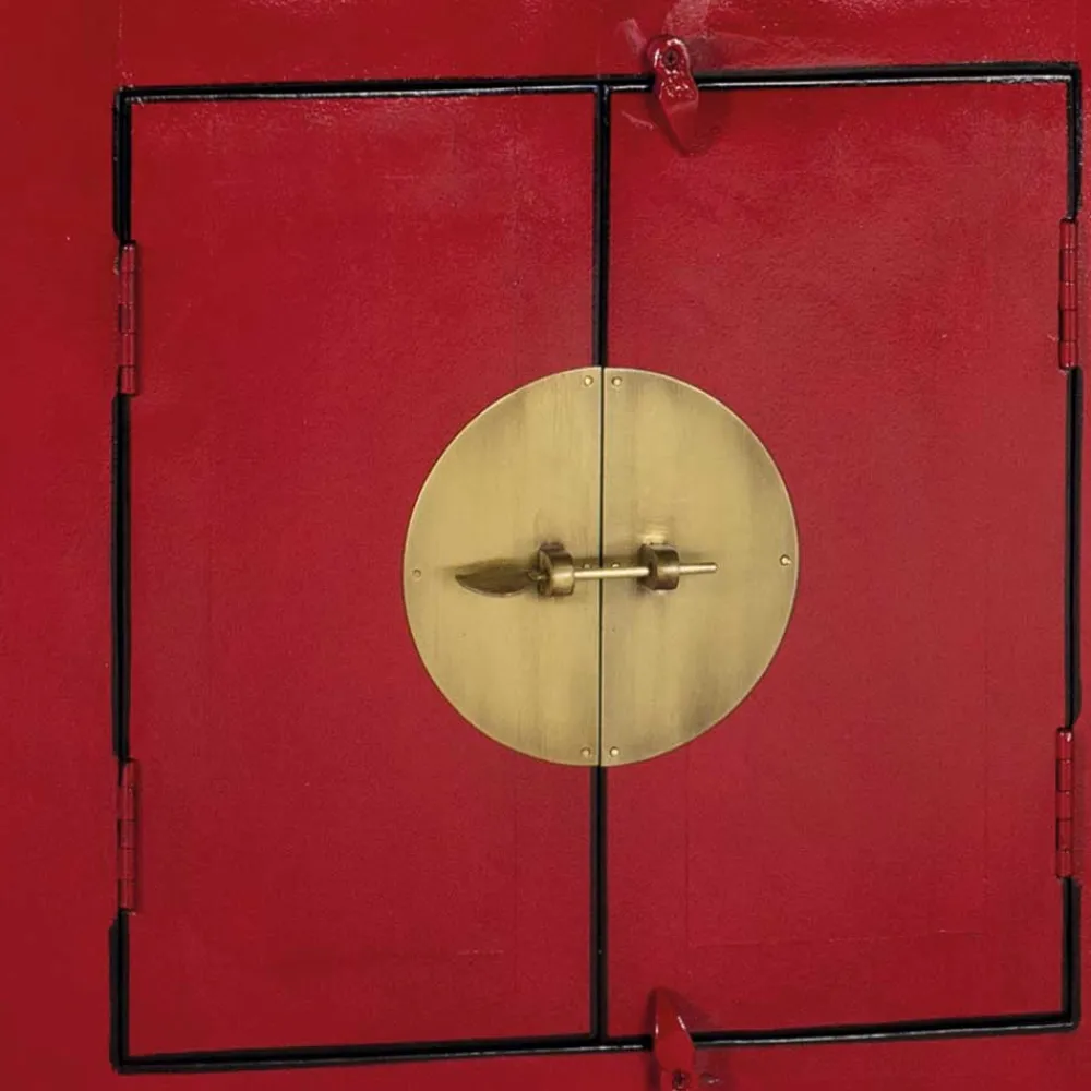 Wohnen Sideboards & Kommoden|Sideboards & Kommoden*Asia Design Sideboard aus Massivholz in Rot - Iscian