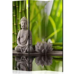 Wohnen Wohnzimmer-Regale|Asiatische Möbel*Asia Motiv Paravent mit Buddah & Kerze - Woston