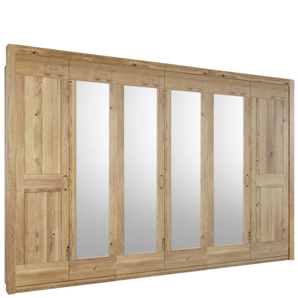 Wohnen Asteiche Kleiderschrank 6-türig mit 4 Spiegeln - Zamron