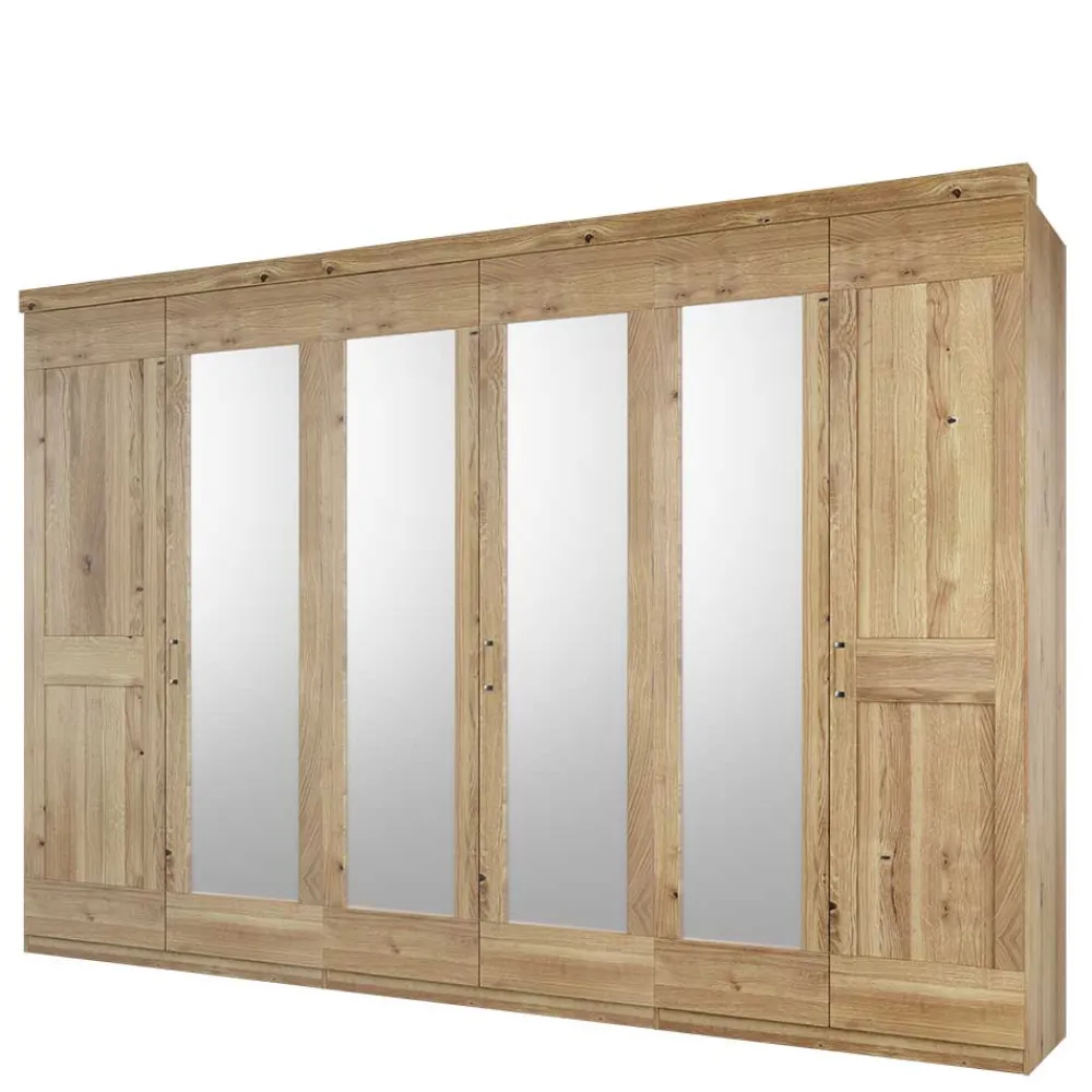 Wohnen Asteiche Kleiderschrank 6-türig mit 4 Spiegeln - Zamron