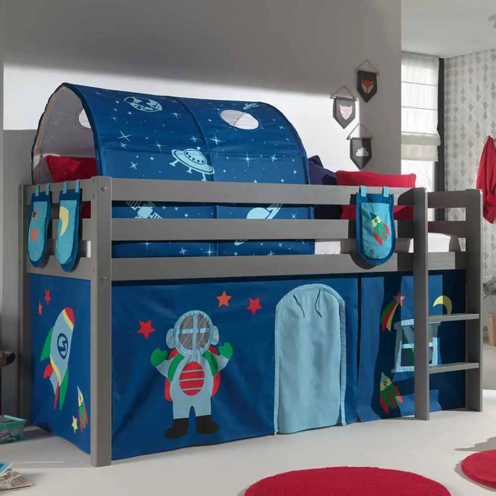 Kinder Wohnen Astronaut Weltraum Hochbett in Grau - Fiorentina