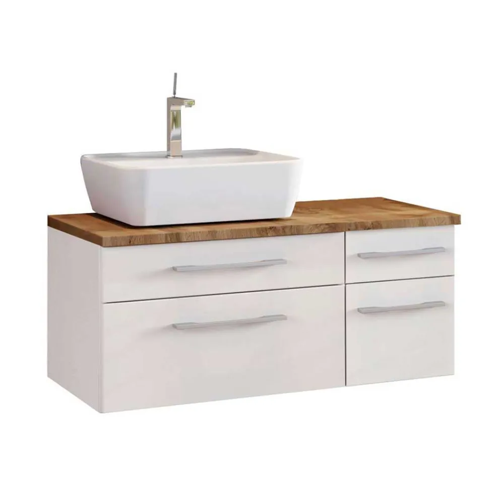 Wohnen Weiße Möbel|Glasmöbel*Aufsatzbecken Waschtisch fürs Bad - Enwicos I (dreiteilig)