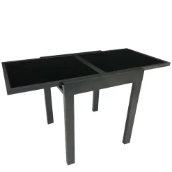 Wohnen Metall-Gartenmöbel*Ausziehbarer Balkontisch aus Schwarzglas - Gianmario