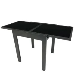 Wohnen Metall-Gartenmöbel*Ausziehbarer Balkontisch aus Schwarzglas - Gianmario