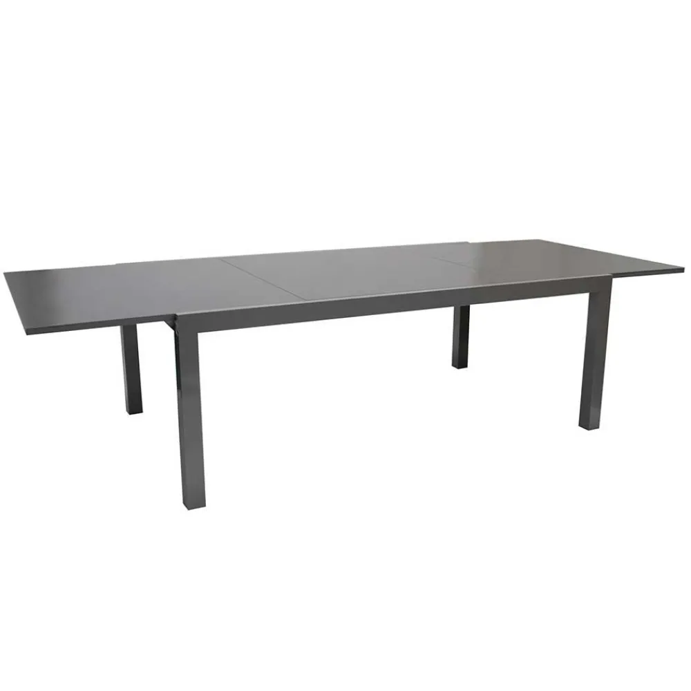 Wohnen Metall-Gartenmöbel|Gartentische*Ausziehbarer Tisch für Garten Bennus mit Glasplatte Grau