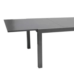 Wohnen Metall-Gartenmöbel|Gartentische*Ausziehbarer Tisch für Garten Bennus mit Glasplatte Grau
