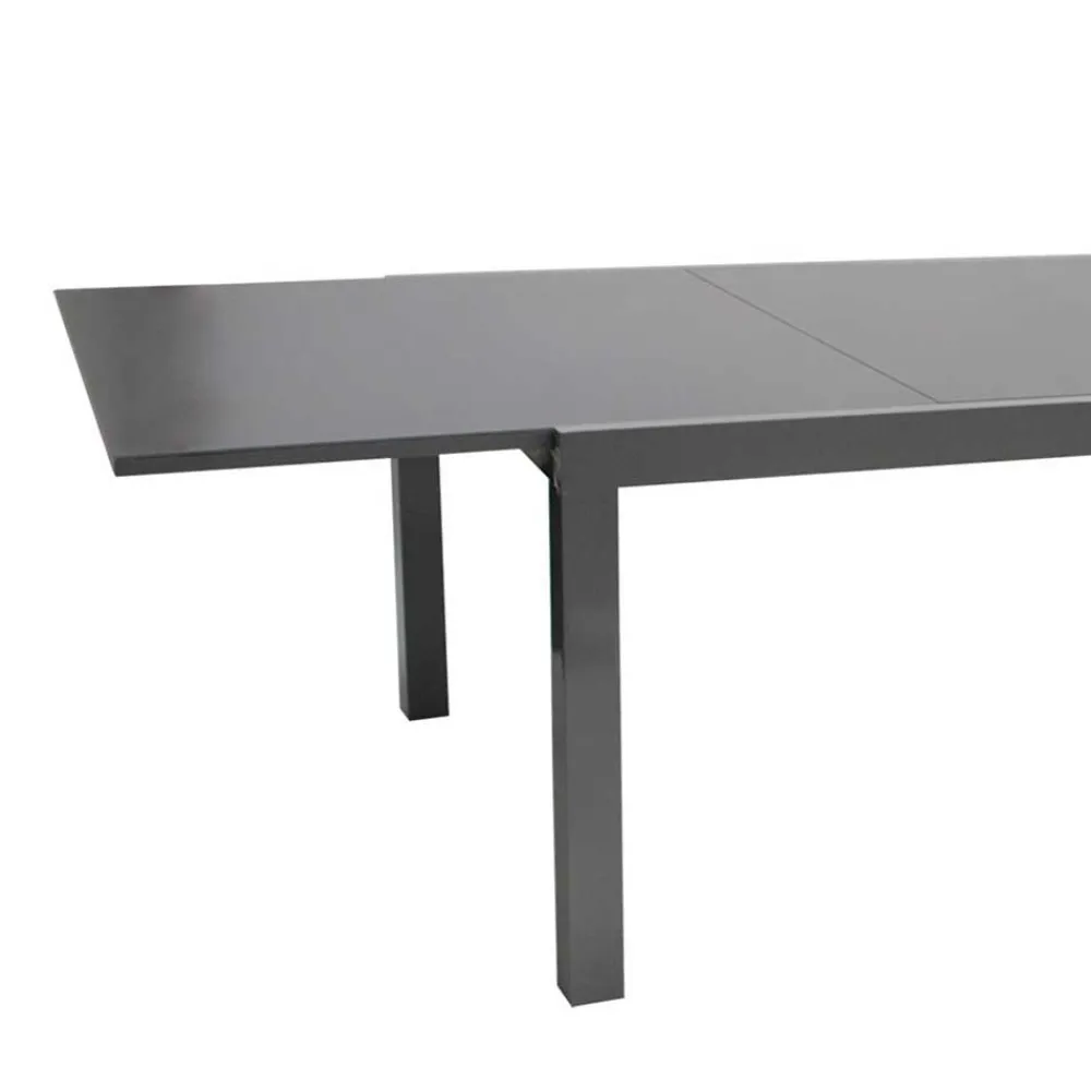 Wohnen Metall-Gartenmöbel|Gartentische*Ausziehbarer Tisch für Garten Bennus mit Glasplatte Grau