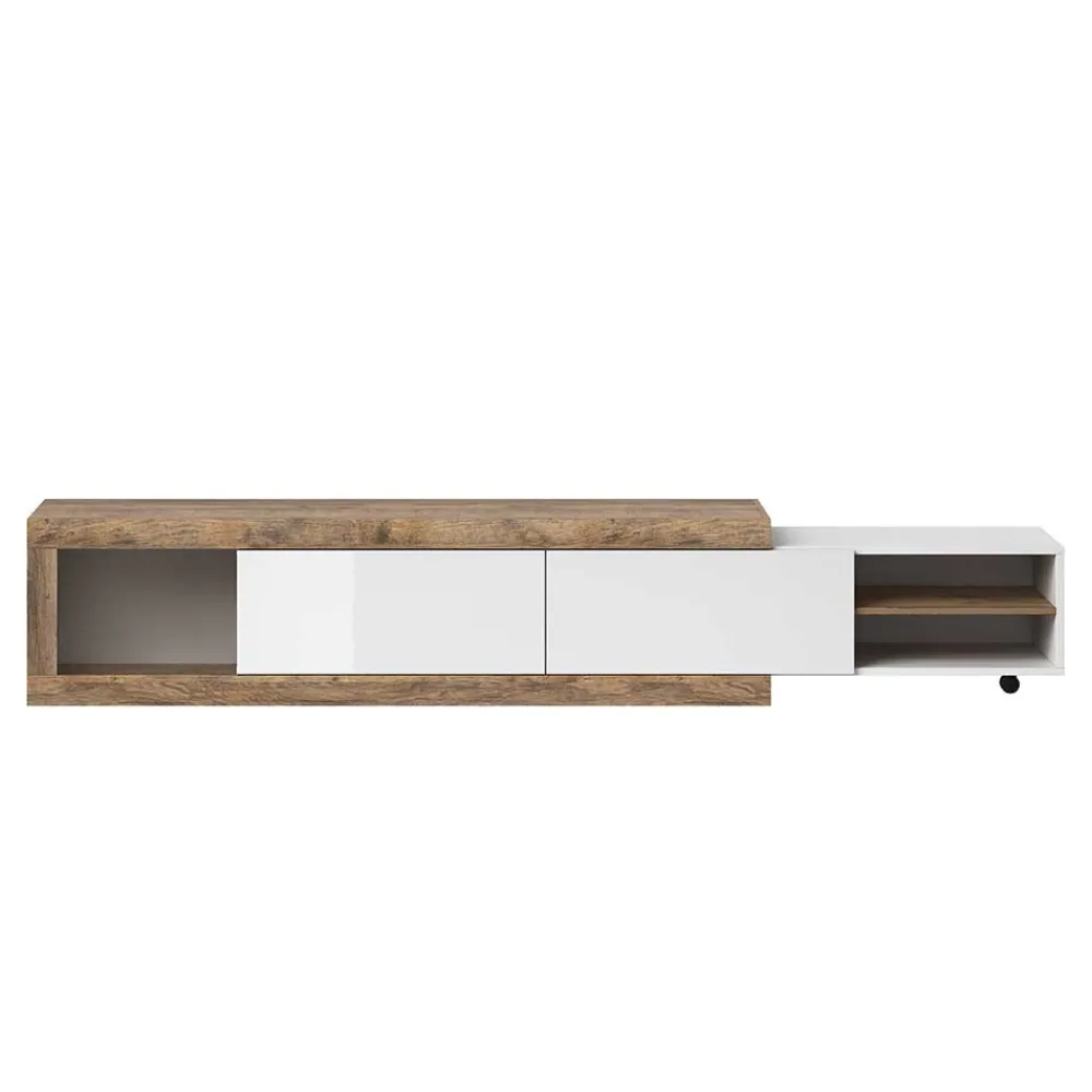 Wohnen Sideboards & Kommoden|Sideboards & Kommoden*Ausziehbares TV Lowboard in Weiß Hochglanz - Milvara