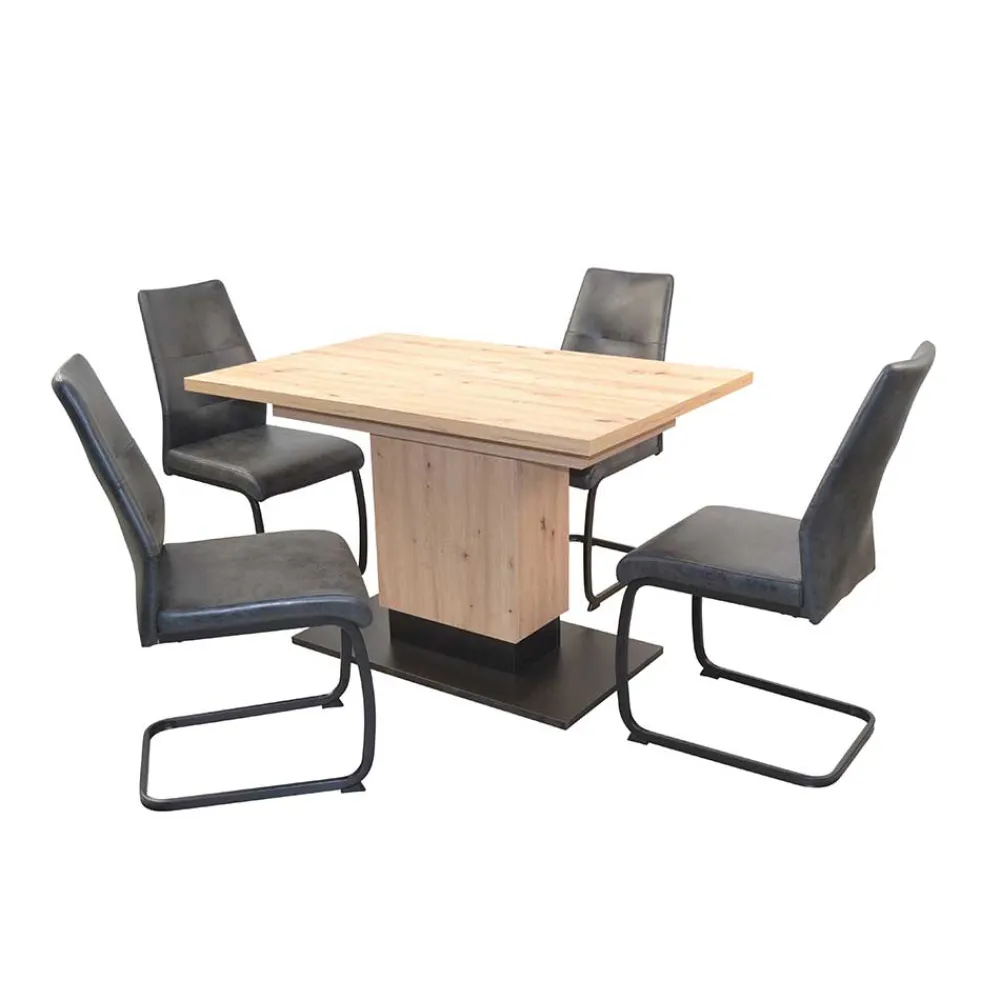 Wohnen Küchen-Essgruppen|Esszimmer Komplett*Ausziehtisch & Schwingstühle Set - Gedeon (fünfteilig)