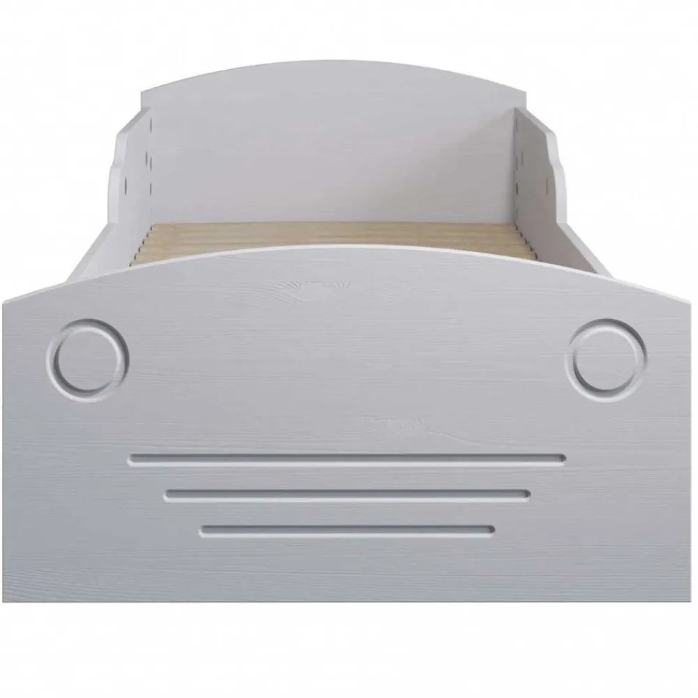 Kinder Wohnen Autobett mit Bettkasten in Weiß und Kiefer - Vision