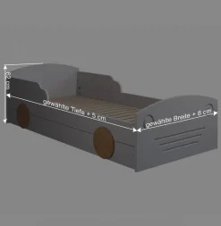 Kinder Wohnen Autobett mit Bettkasten in Weiß und Kiefer - Vision