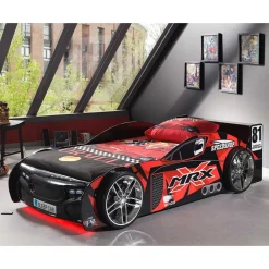 Kinder Wohnen Autobett mit Matratze - Rennwagen Design - Olivo