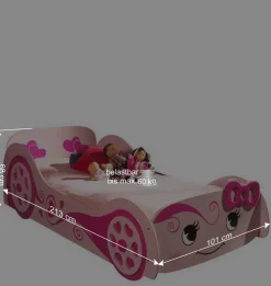 Wohnen Kindermöbel|Kinderbetten*Autobett mit Matratze in Rosa mit Pink - Bageria