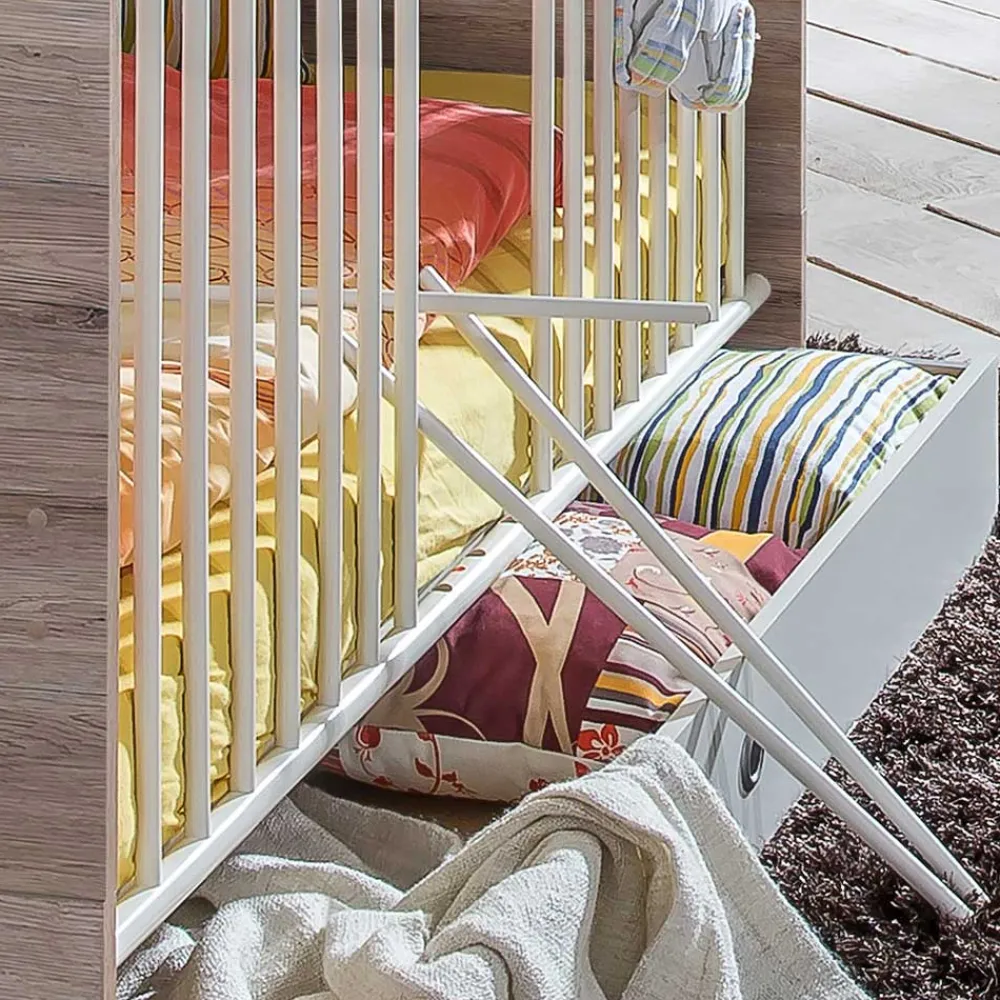 Wohnen Kindermöbel|Kinderbetten*Babybett in Eiche San Remo & Weiß - Folio