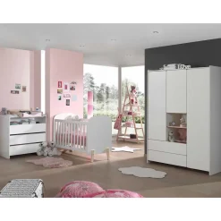 Kinder Wohnen Babyzimmer Kompletteinrichtung in Weiß - Mauricia (vierteilig)