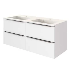 Wohnen Bad 2 Becken Waschtisch in Weiß - Livendas