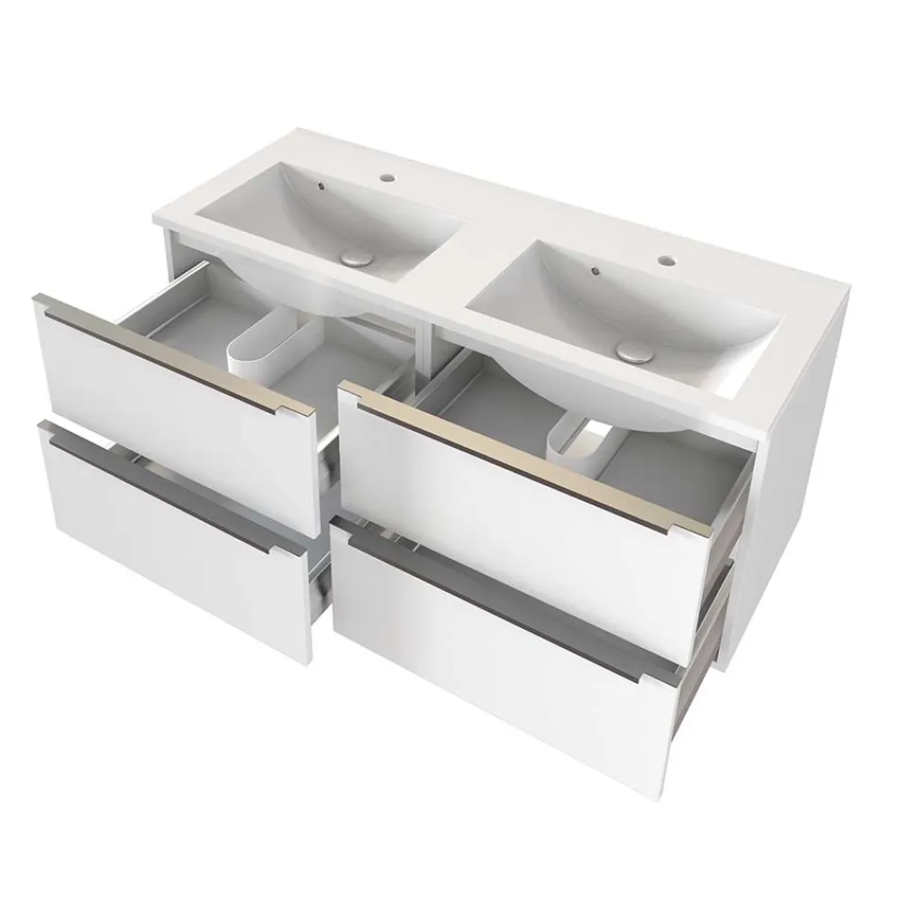 Wohnen Bad 2 Becken Waschtisch in Weiß - Livendas